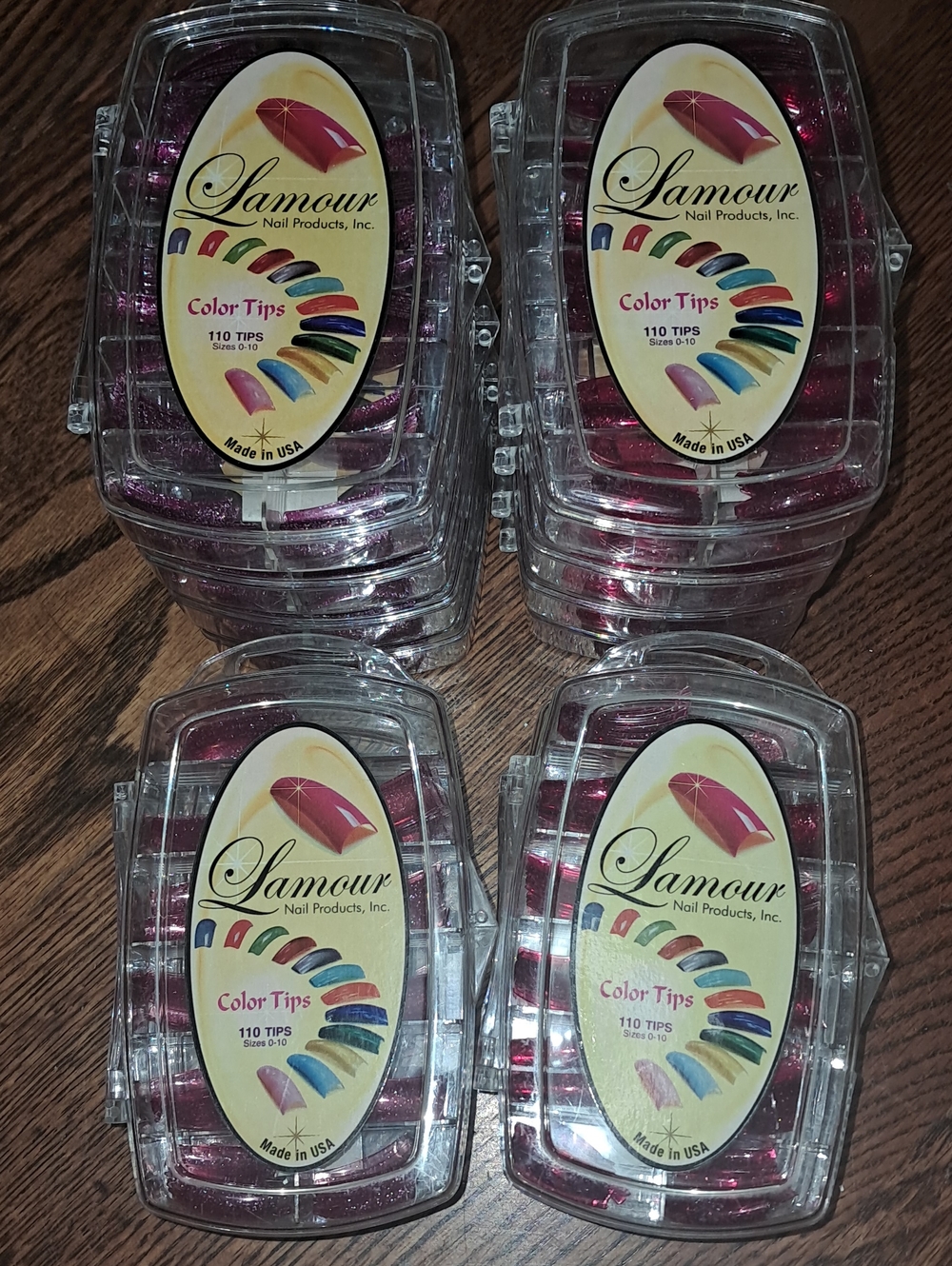 12 Packs of Glitter Nail Tips Reds/Burgandy
